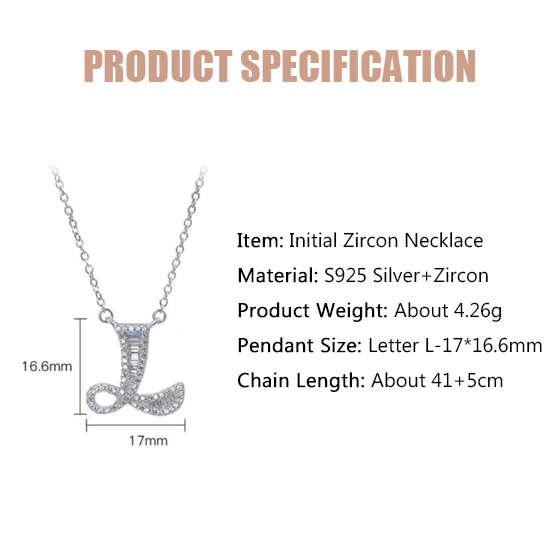 INITIAL ZIRCON NECKLACE-S925 SOLID SILVER
